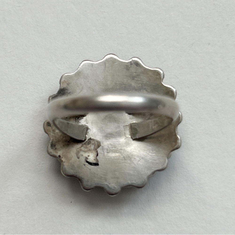 Vintage Zuni Turquoise Cluster Sterling Silver Ring - Picture 12 of 14